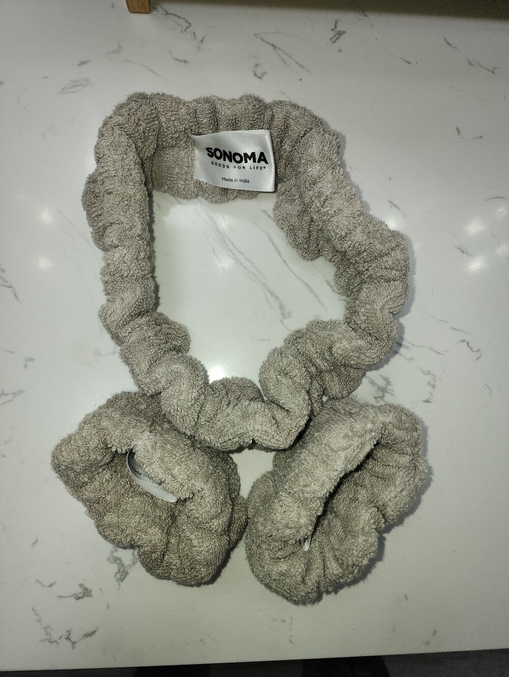 SONOMA Taupe Terry Cloth Wristband and Headband Set